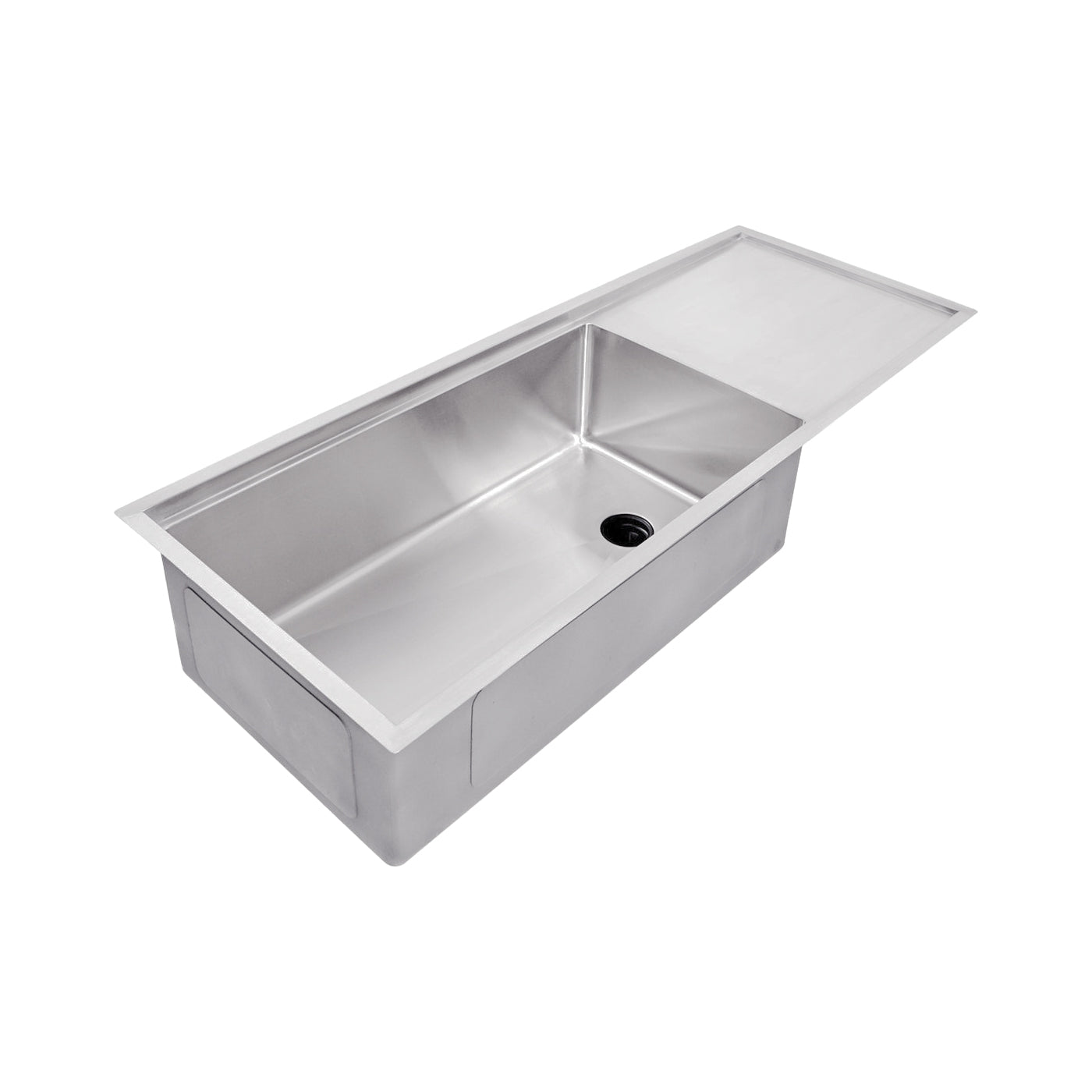 Drainboard workstation sink with reversible seamless drain