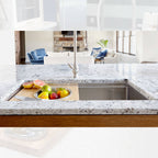 Bamboo mixing board in a single-bowl 37" Workstation Sink
