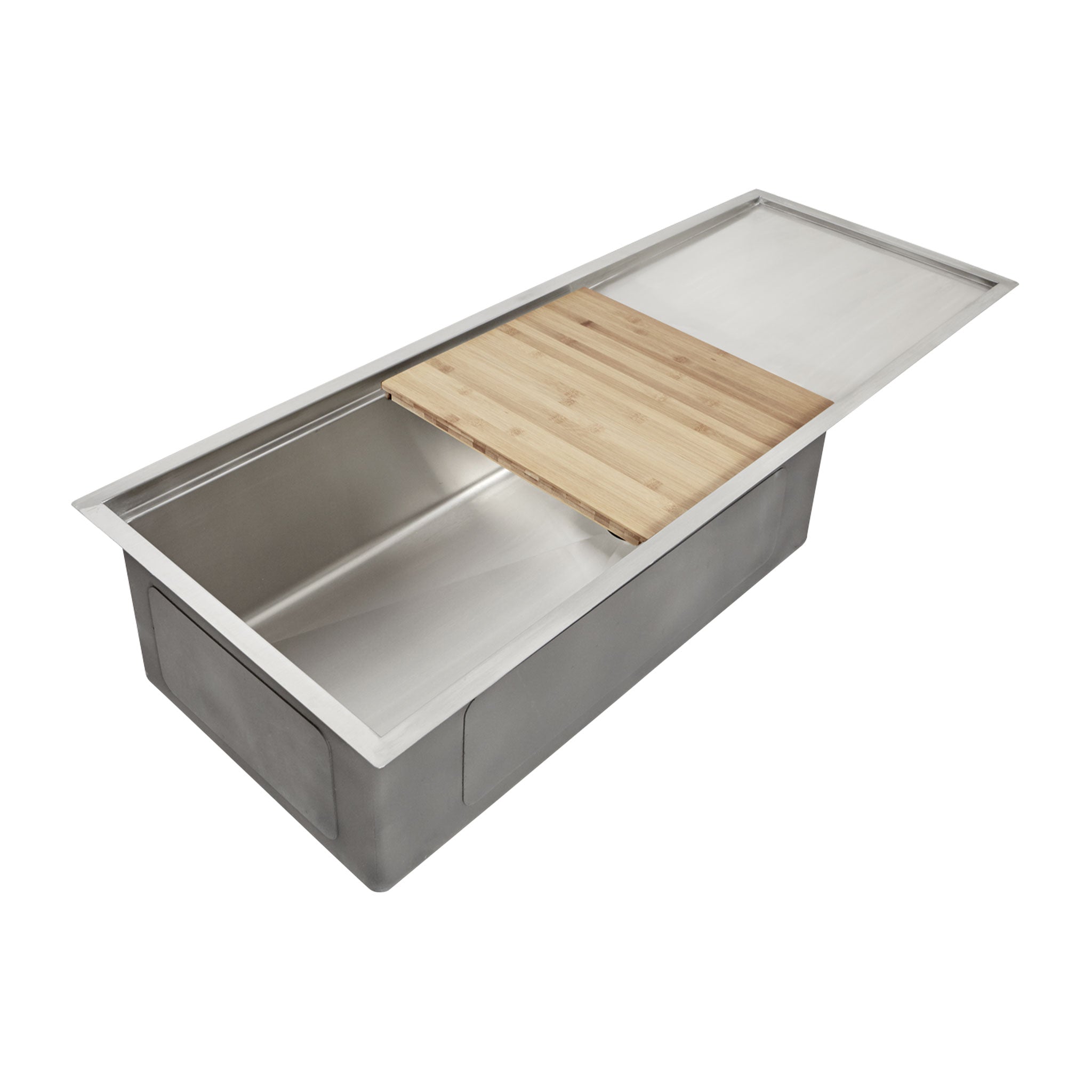 27 inch bowl and 18 inch drainboard stainless steel workstation sink
