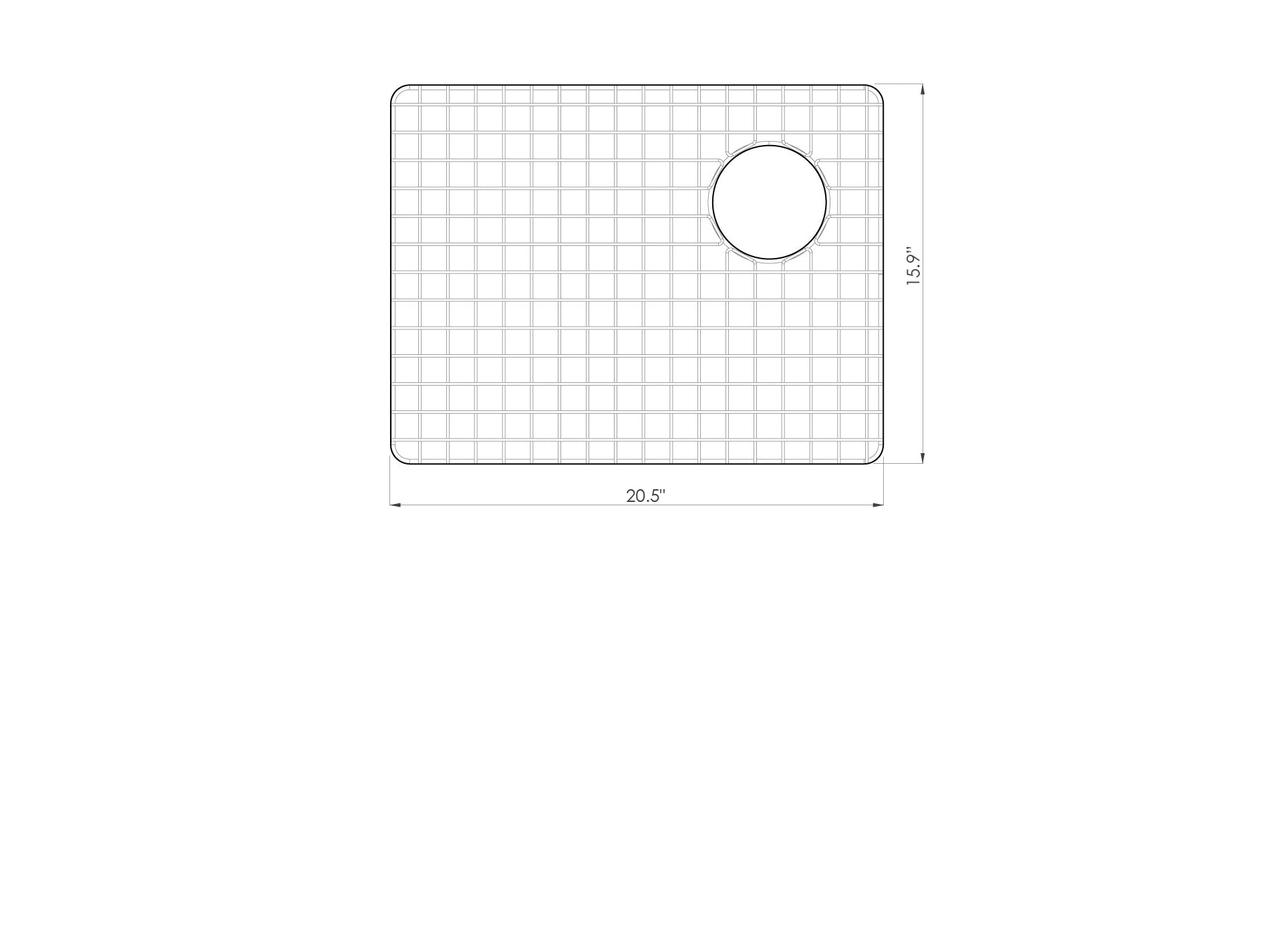 5S22R stainless steel prep sink grid dimensions