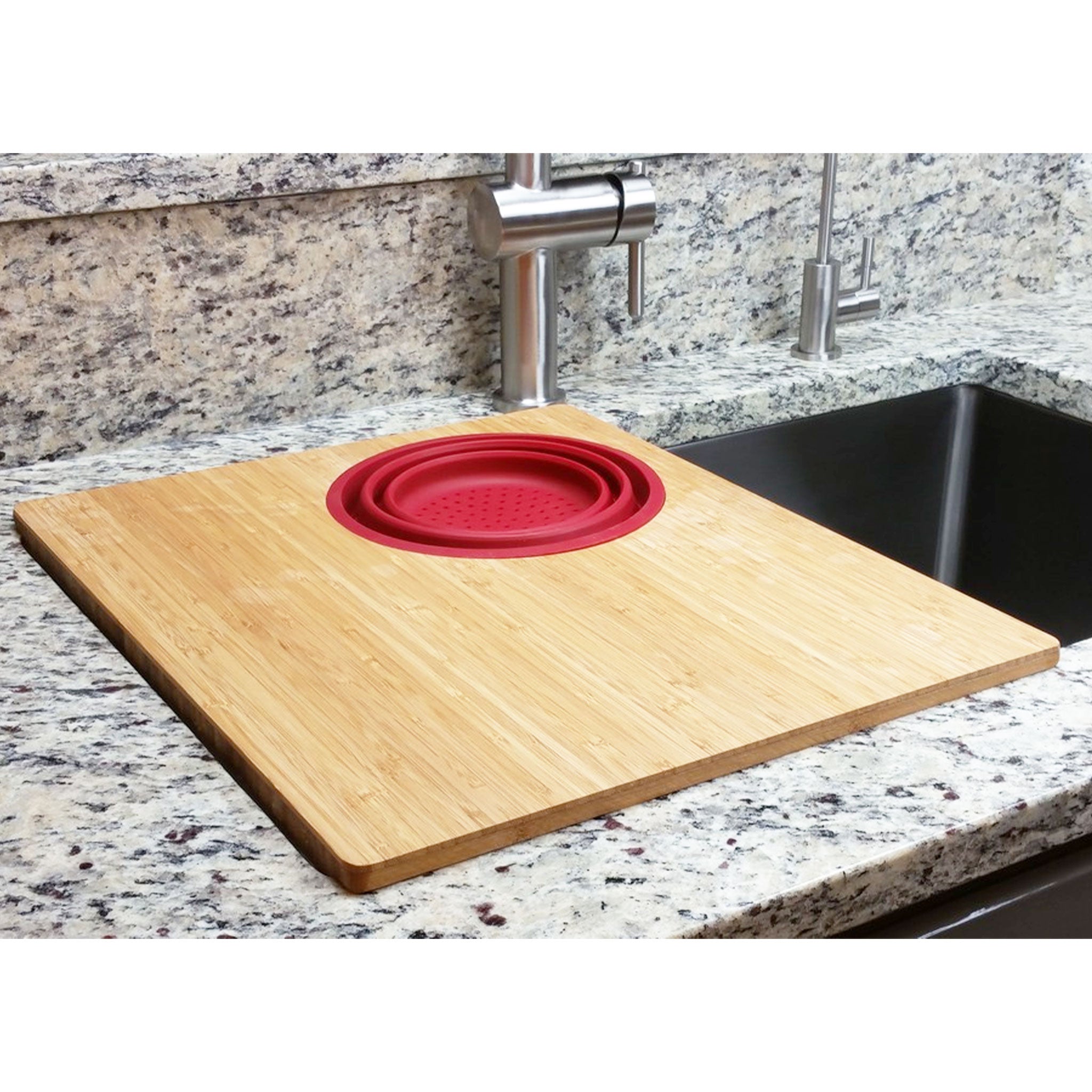 Products 18" Bamboo Cutting Board with Silicone Colander