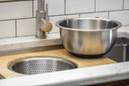 Products Workstation Sink Accessory - 18" Bamboo Cutting Board with 11" Stainless Steel Colander and Mixing Bowl