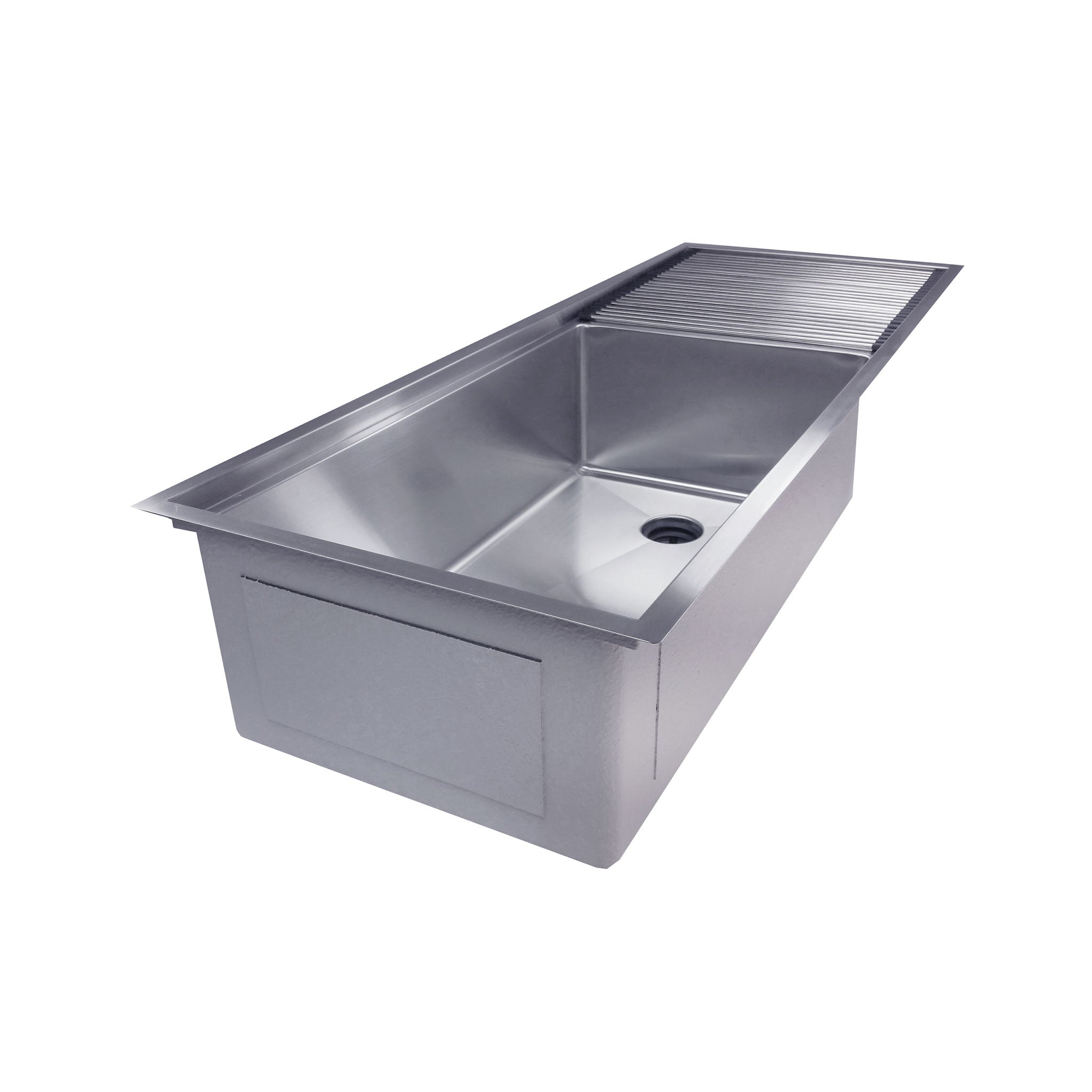 304 stainless workstation drainboard sink with reversible drain off to the side