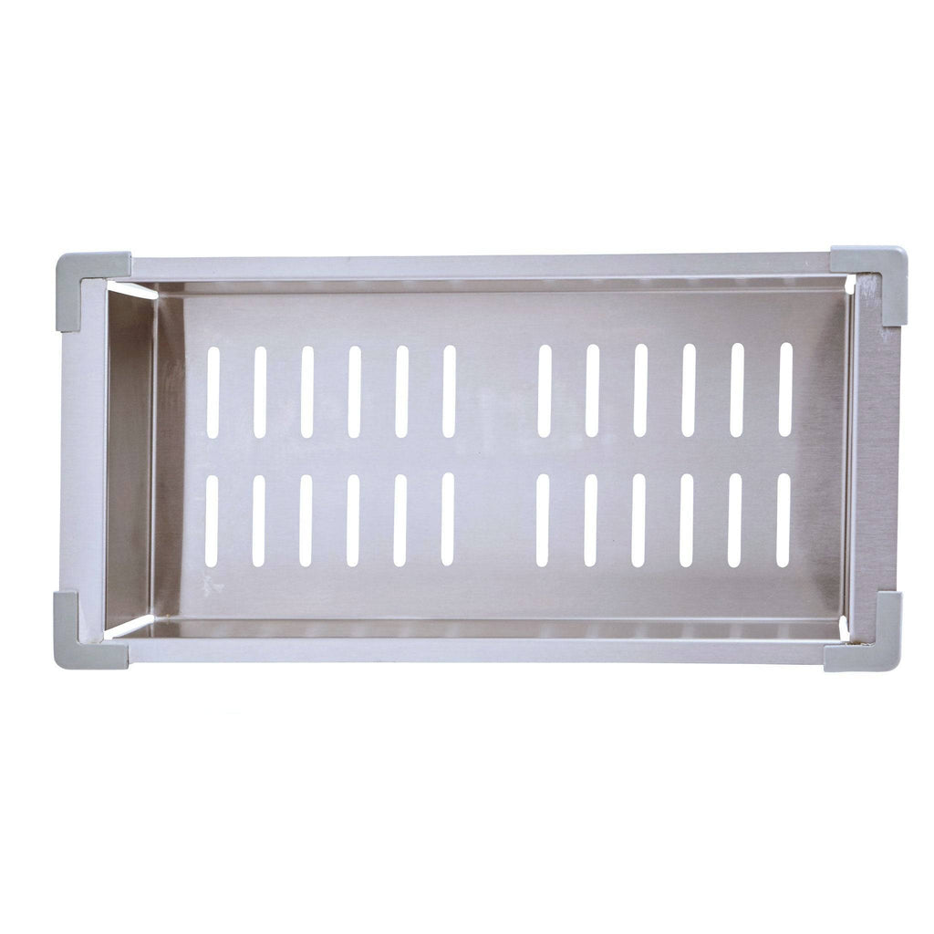 Stainless steel colander accessory for workstation kitchen sink